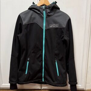 FXR Black and Teal Hooded Jacket
